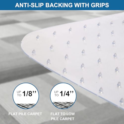 Clear Office Chair Mat for Carpet - 46"x60" Heavy-Duty Protection for Low Pile Carpets - Not Suitable for Hardwood Floors - size: 60×46inch