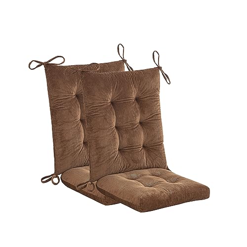Outdoor Patio Cushion, Rocking Chair Cushion, Tufted Pads, Set of Upper and Lower with Ties Pack of 2 (2 Sets) - Back 20"×17", Seat 17"×17" (Brown) - color: Brown