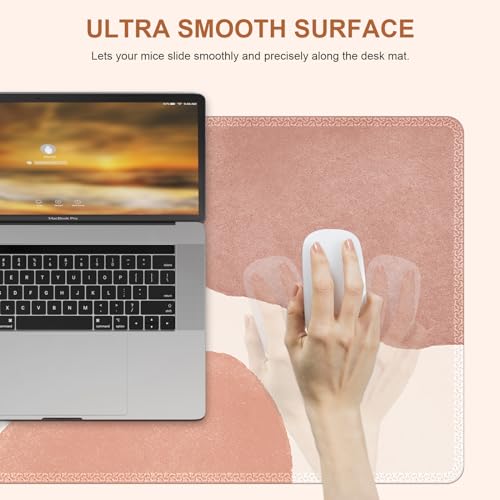 HAOCOO Mouse Pad, Computer Desk Mat, Large Mouse Pad for Desk, 31.5× 15.7 Boho Mousepad Cute for Desktop with Non-Slip Base, Waterproof Laptop Keyboard Mat for Office Home,Boho Pink Navy - color: Pink Navy