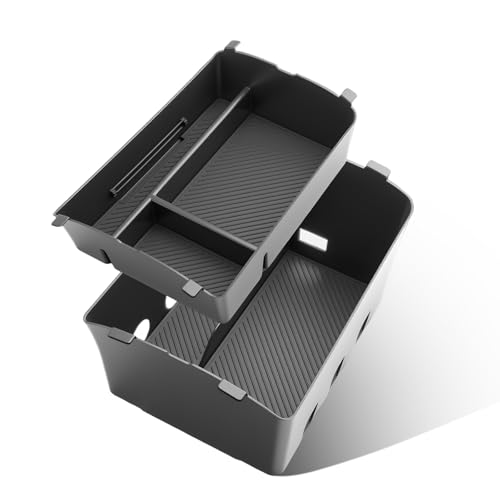 BIBIBO 2Packs for 2026 Hyundai Palisade Center Console Organizer 2026 Hyundai Palisade Calligraphy Console Tray 2026 Palisade Console Insert Tray 2026 Palisade (ONLY FIT 7-Seats Palisade Calligraphy) - color: Black-(Double Layer)-Black