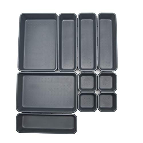 Interlocking Desk Drawer Organizer Separators for Kitchen, Bathroom, Makeup, Office (Set of 10)