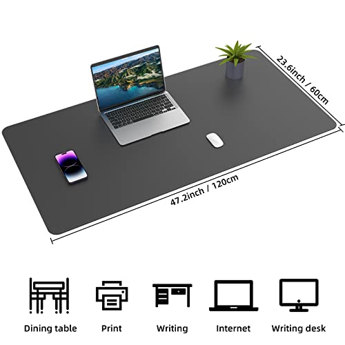 AFIING Large Desk Mat, 47" x 23.6", Black | Natural Cork & PU Leather, Non-Slip, Waterproof, Large Mouse Pad for Office, Home & Gaming - color: Black, size: 47" x 23.6"