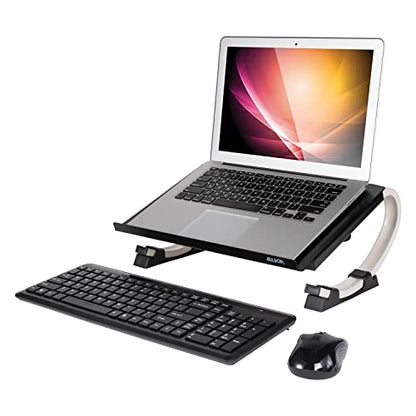 Allsop Redmond Adjustable Laptop Stand, Vented Curved Sturdy Metal Ergonomic Riser, Black (ASP30498) - style: Laptop Stand