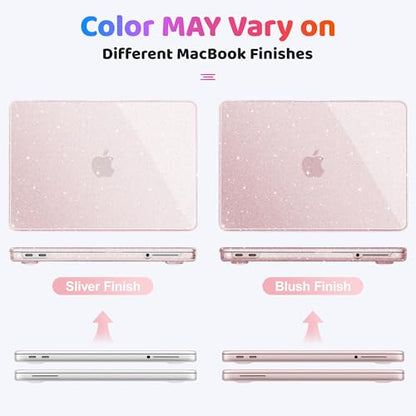 May Chen Compatible with MacBook Neo 13 inch Case 2026 Model A3404, Plastic Hard Shell,Keyboard Cover,Screen Protector,Dust Plug, for MacBook Neo 13" with A18 Pro Chip, Glitter Sakura Pink - color: Glitter Sakura Pink