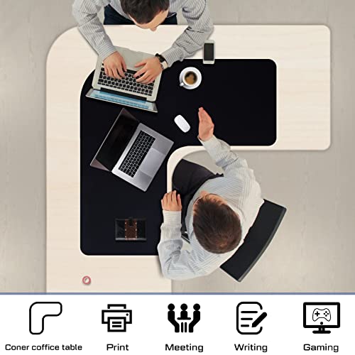 Amylove L Shaped Desk Mat Corner Mouse Pad Waterproof Large Rubber Corner Desk Mat for Office Home L Shaped Curved Keyboard Pad Gaming Setup Computer Protection Supplies, 36.2 Inches(Black)