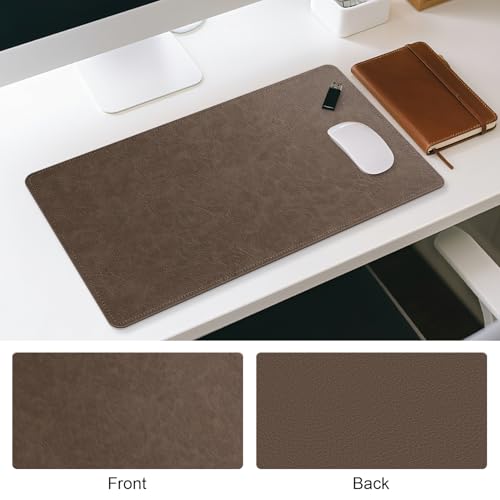 Imitation Crazy Horse Leather Desk Mat - Waterproof Desk Pad - Ideal for Large Mouse Pad and Desk Mats on Top of Desks (Chestnut+Chestnut, 33"*13") - color: Chestnut+chestnut, size: 33" x 13"