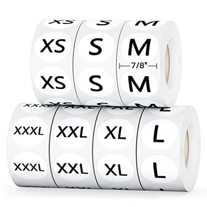 3500 PCS Clothing Size Stickers Labels 7/8" Round Self Adhesive Size Stickers for Clothing T Shirts Retail, 7 Sizes (XS, S, M, L, XL, XXL, XXXL) - color: Size - Black
