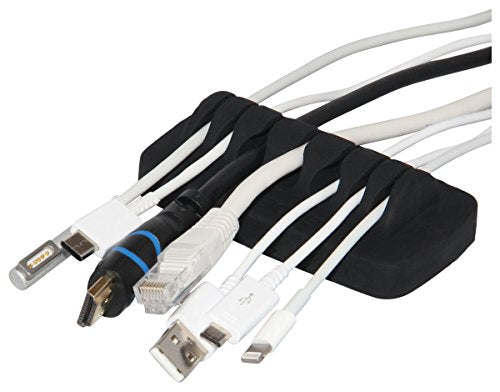 Heaviest Cable Organizer on the Market! Compact and Weighted Desktop Cord Holder and Cable Organizer, Eco-Friendly Silicone, No Bad Smell, Bundled with 4 Reusable Cable Ties! (Black) - color: Black, Standard