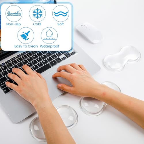Foilswirl 8 Pack Silicone Gel Wrist Rest for Mouse Keyboard Employee Appreciation Gifts Ergonomic Clear Gel Wrist Rest Cushion, Mouse Support Pad Cool Hand Pillow for Colleagues Team Office Working