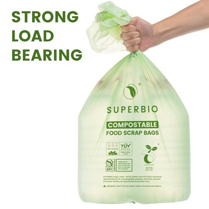 SUPERBIO 13 Gallon Flat Top Compostable Food Waste Bags, 50 Count, 2 Pack, 49.2L, 0.87 Mil, ASTM D6400 BPI and OK compost INDUSTRIAL - color: 13 Gallon Flat Top, 100 Count (2 Pack)