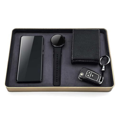 Metal Jewelry Tray, Valet Tray, Bedside Table and Desktop Organizer. It is Stackable and can be Used to Display Watches, Rings, Earrings and Bracelets（Blue） - color: Blue
