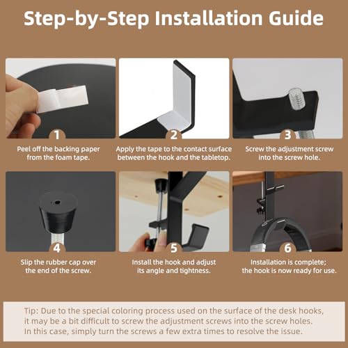 Desk Mount Bag Holder Hook Clamp,On Backpack Hanger Portable Desk Mount Headphones Holder for Reduce Desk Clutter Table Desk Table Hanging Storage (1 Pcs-Double Hook Black) - color: 1 Pcs-Double Hook Black