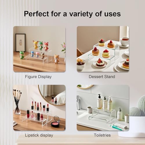 Acrylic Risers 8 Pcs – Clear Rectangular Display for Perfume Organizer, Figures, Jewelry, Dessert Table & Cupcake, 4 Sizes (7", 8", 9")