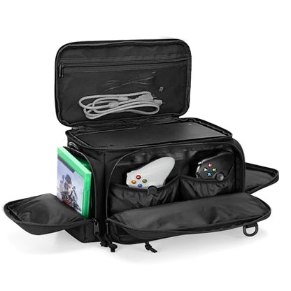 PGmoon Tactical Console Carrying Case Compatible with Xbox Series X, Travel Carry Case Bag with Multi-Pockets for Controllers, Discs & More Accessories (Patent Design)