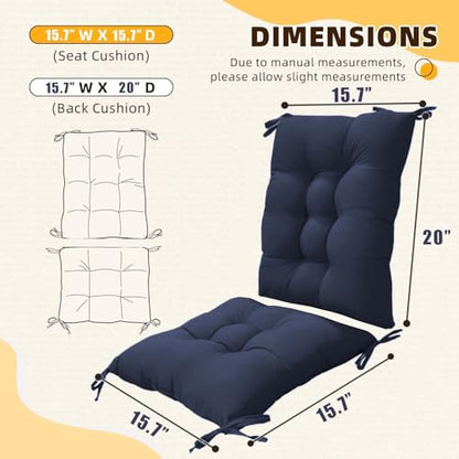 Indoor Outdoor Dark Green Patio Chair Cushions Seat High Back Tufted Pillow Replacement Rocking Chair Cushion Pads - color: Dark Green