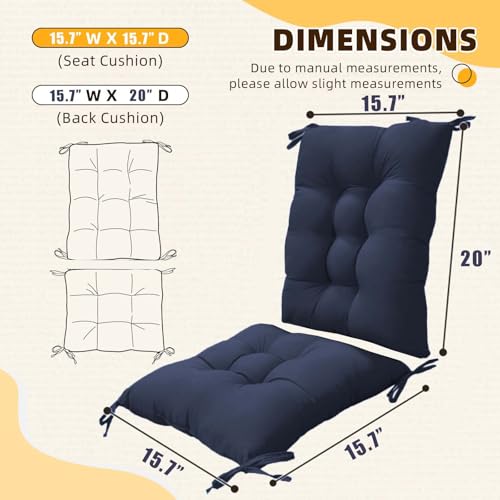 Navy Blue Indoor Outdoor Chair Cushion Tufted Seat Cushion Rocking Chair Pads for Dining Garden Balcony Office - color: Navy Blue