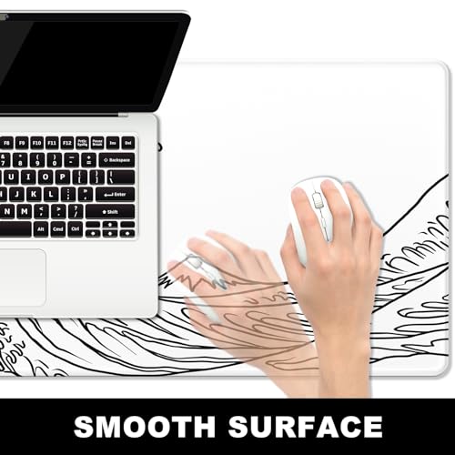 BOSOBO Large Mouse Pad, Desk Pad, XXL XL Extended Gaming Mouse Pad, Desk Mat for Office & Home, Long Keyboard Huge Mat,Desktop Full Cover 31.5 x 11.8 Inches, Art Kanagawa Surfing White - color: Art Kanagawa Surfing, size: XL - 31.5 x 11.8 Inches