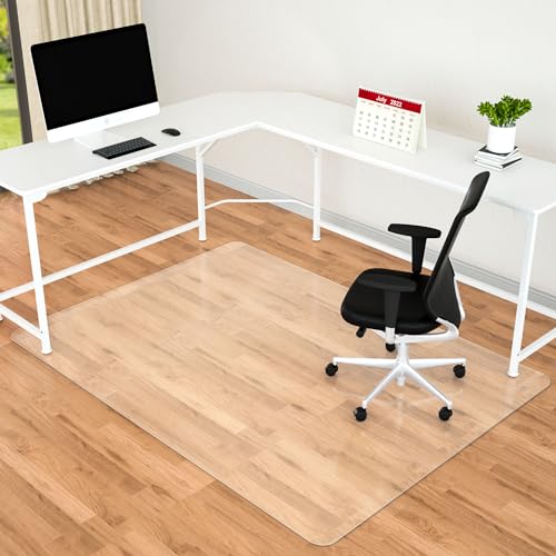 Amyracel Office Chair Mat for Hardwood Floor Desk Floor Mat for Hardwood Floors, Clear Desk Chair Mat for Hard Floor Easy Glide Floor Protector Mat (for Hard Floor, 46" x 72" Rectangular) - color: Clear, size: 46" x 72" Rectangular