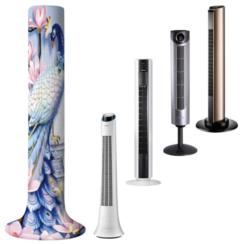 Peacock Lotus Flowers Pattern Tower Fan Dust-Proof Protective Cover for 37-49 Inch Vertical Fan - color: Lotus, size: Large