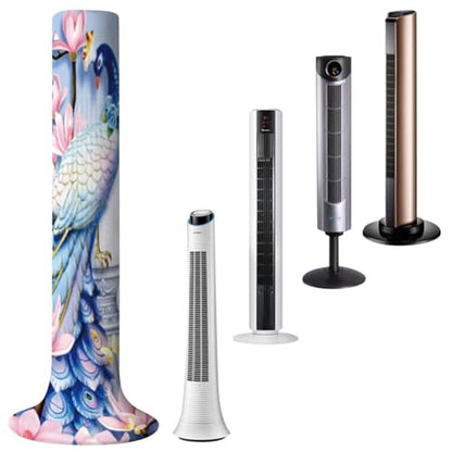 Peacock Lotus Flowers Pattern Tower Fan Dust-Proof Protective Cover for 37-49 Inch Vertical Fan - color: Lotus, size: Large