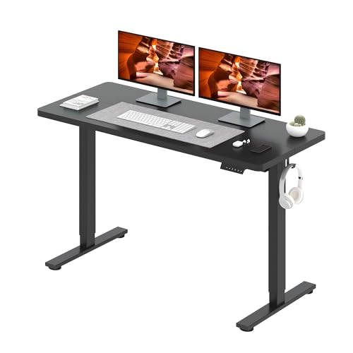 Adjustable Stand Up Desk with Memory Preset, 55 x 24 Inch Standing Desks Electric Desk for Home Office with Splice Board (Black) - color: Black, size: 5524