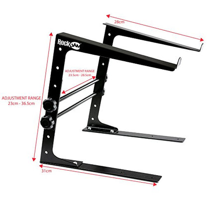 RockJam Portable DJ Laptop Stand with Adjustable Height, Anti-Slip Design, Works For Laptops, Controllers & CD Players - size: Desktop
