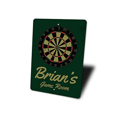 Brian's Game Room Personalized Name Aluminum Metal Sign for Man Cave Wall Decor Entertainment Space Hanging Plaque with Pre-Drilled Holes 8x12 Inch - size: 0) 8" x 12" Inches