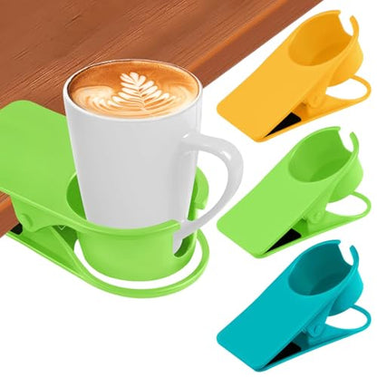 3PCS Drinking Cup Holder Clip Kalolary Chair Desk Bottle Cup Stand DIY Glass Clamp Storage Saucer Clip with Groove for Potted Plant Beverage Coffee Mug Holder Clip for Home Office (Yellow Green Blue) - color: 3PCS Blue Green Yellow