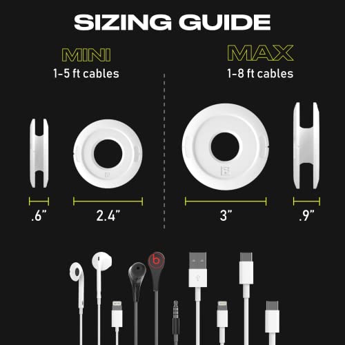 Side Winder Mini and Max Headphone, Earbud and Charging Cable Winder and Organizer Perfect for Wrapping Earbuds and Cords for Travel and Organization 2-Pack (Black, Max) - color: Black, size: Max