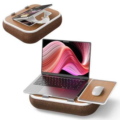 Lap Desk with Storage Cushion Washable - with Magnetic Mouse Pad, Scented Cotton Pads - Multi-Functional Lap Desk for Home Office Couch Bed -Fits Up to 15 Inch Laptop