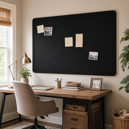 Black Large Felt Bulletin Board for Wall 72 x 48 Inch Frameless | Foldable Soft Cork Board Alternative for Office, Home Planning, Notes, Photos & Wall Decor - color: Black, size: 72" x 48"