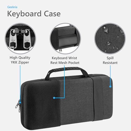 GEEKRIA 75% Keyboard Hard Shell Case, Compatible with Razer BlackWidow V4 75%, YUNZII B75 PRO, Keychron Q1 HE/Q1 Ultra, Aula S75 PRO Travel Carrying Bag for 84 Key Computer Keyboard (Slim) - size: Slim