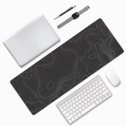 Topographic Contour Extended Big Mouse Pad Large,Gaming Mouse Pad Desk Pad,31.5×11.8 Inch Long Computer Keyboard Mouse Mat Mousepad with 3mm Non-Slip Base and Stitched Edge for Gaming and Office - color: Topographic Contour