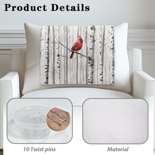Christmas Cardinal Birds Sofa Headrest Covers Recliner Headrest Protector Cover Couch Back Covers Non Slip Lounge Chair Furniture Protector for Living Room