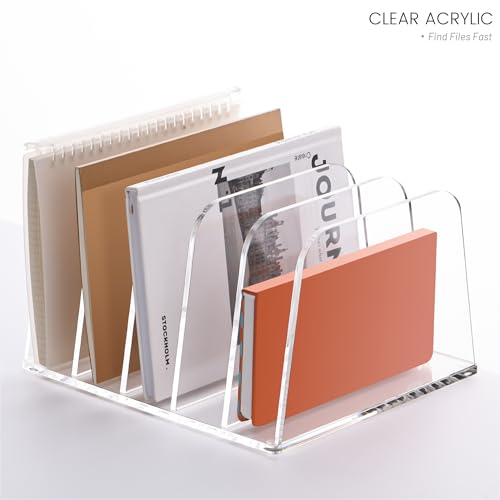 YUXUN Desk File Organizer,5-Section Vertical Clear Acrylic Desk Organizer File Holder Mail Sorter Office Organization for Office Home &Classroom（B5） - style: 5-Section,B5