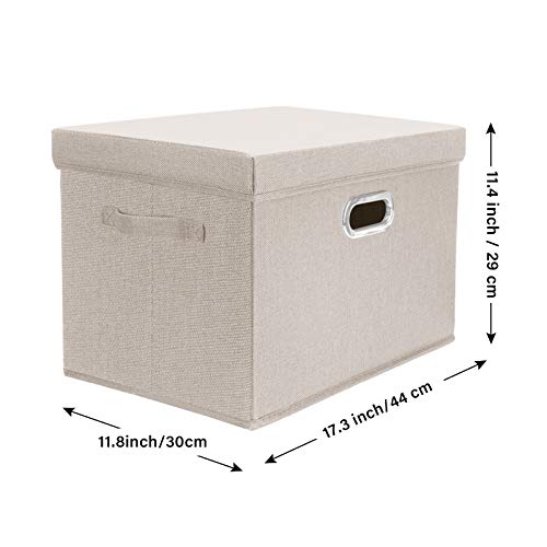 TYEERS Large Storage Bins with Lids, Collapsible, Washable, Fabric Storage Boxes for Organizing, 17.3x11.8x11.4 inches, 3 Pack, Beige - color: Beige, size: 3-Pack Large