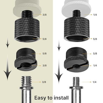 IXTECH Mic Stand Adapter Set 8 pieces Metal Microphone Stand Screw Thread Adapter 5/8 Female to 3/8 Male 3/8 Female to 5/8 Male 5/8 Female to 1/4 Male 1/4 Female to 5/8 Male Tripod Adapter ADP02A Blck - color: 9 ADAPTER