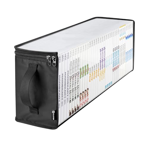 Game Disc Storage Bag Compatible with Wii PS2 Xbox 360 Games | Portable Carrying Case Holds 37 Discs Boxes, Clear TPU Organizer Bag, Compatible with Wii U Gamecube Standard DVD Case, Black