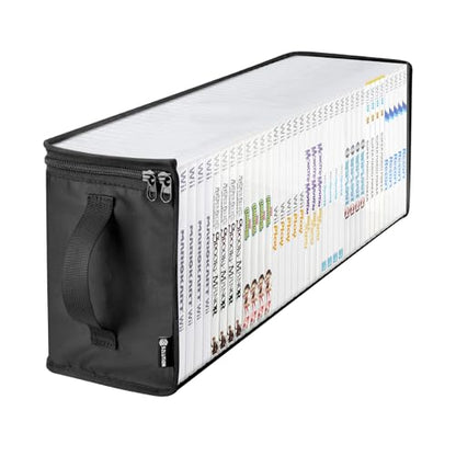 Game Disc Storage Bag Compatible with Wii PS2 Xbox 360 Games | Portable Carrying Case Holds 37 Discs Boxes, Clear TPU Organizer Bag, Compatible with Wii U Gamecube Standard DVD Case, Black