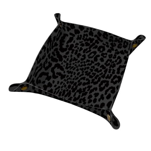 PU Leather Jewelry Valet Tray, Portable Catchall Tray for Keys, Wallet, Watch,Travel Jewelry Tray Organizer for Nightstand Desk Entryway Home Decor Gift for Women Men Black Leopard Print - color: Black Leopard Print