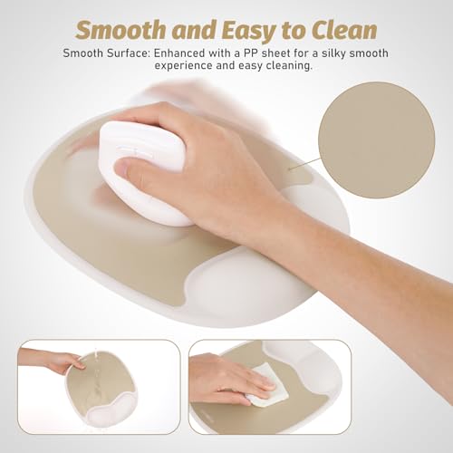 Ergonomic Mouse Pad with Wrist Rest & Elbow Support, Memory Foam Cushion, Non-Slip Base, Pain Relief for Office, Home & Gaming, Compatible with Vertical Ergonomic Mouse (Latte Beige) - color: Latte Beige