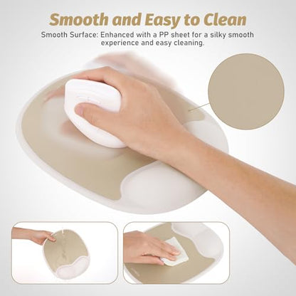 Ergonomic Mouse Pad with Wrist Rest & Elbow Support, Memory Foam Cushion, Non-Slip Base, Pain Relief for Office, Home & Gaming, Compatible with Vertical Ergonomic Mouse (Latte Beige) - color: Latte Beige