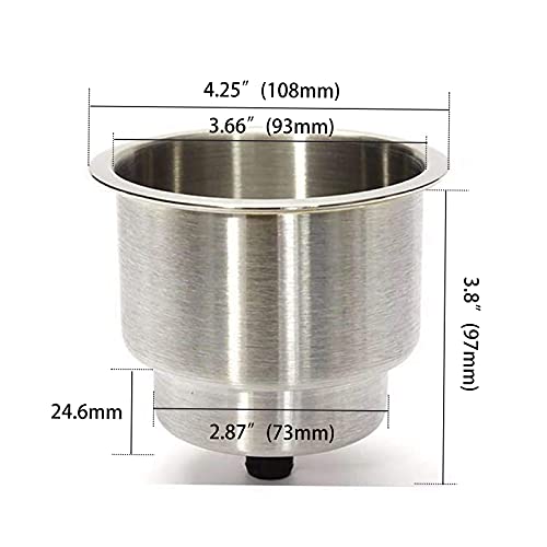 2 Pack Boat Cup Holder, Marine Stainless Steel Cup Drink Holder Insert with Drain for Marine Yacht RV