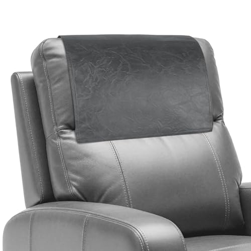 Recliner Headrest Protector,Non Slip Waterproof Headrest Cover,Leather Recliner Headrest Cover for Sofa,Furniture,Living Room,Office Chair (Dark Gray) - color: Dark Gray, size: Hook & Loop