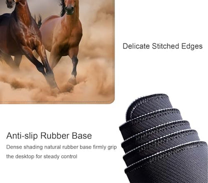 Mouse Pad Gaming, Large Mouse Pads for Desk, Keyboard Mouse Mat Desk Pad, Non-Slip Rubber Base with Stitched Edges Mousepad, 31.5x11.8 inch Horses - color: Horses