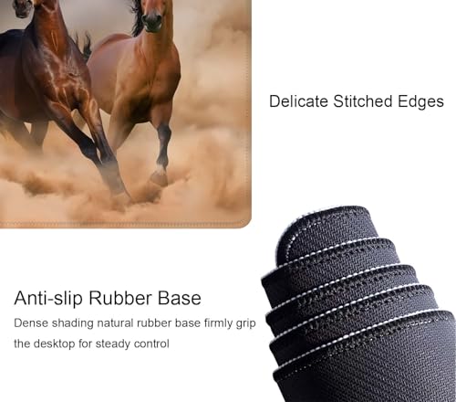 Mouse Pad Gaming, Large Mouse Pads for Desk, Keyboard Mouse Mat Desk Pad, Non-Slip Rubber Base with Stitched Edges Mousepad, 31.5x11.8 inch Horses - color: Horses