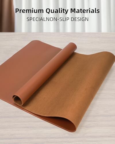 AFIING Large Desk Mat 55" x 24" - PU Leather Desk Pad Protector, Waterproof Non-Slip Extended Mouse Pad for Office Desk, Keyboard, Laptop and Home Workspace (Brown) - color: Brown, size: 55.1" x 24"