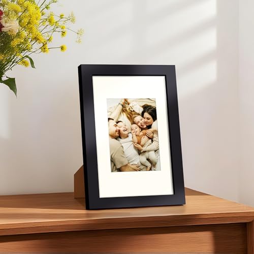 upsimples 5x8 Picture Frame, Display Pictures 3.5x5 with Mat or 5x8 Without, Wall Hanging Photo Frame, Black, 1 Pack - color: Black, size: 5x8