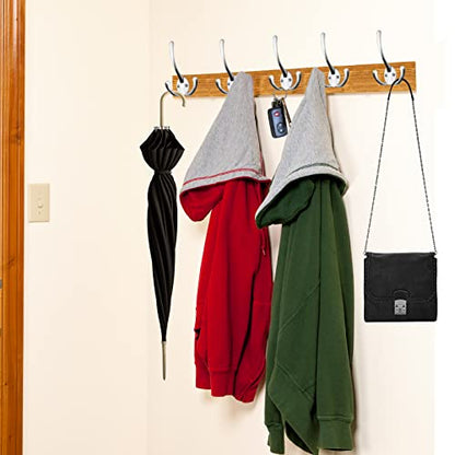 IBosins 18 Pack Big Heavy Duty Three Prongs Coat Hooks Wall Mounted with 36 Screws Wall Hooks Retro Double Utility Rustic Hooks for Coat, Backpack, Towel, Robe - color: 18 Pcs Matte Nickel
