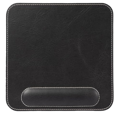 Londo Top Grain Leather Mouse Pad with Wrist Rest – Ergonomic Support, Non-Slip Base, Smooth Surface - color: Black